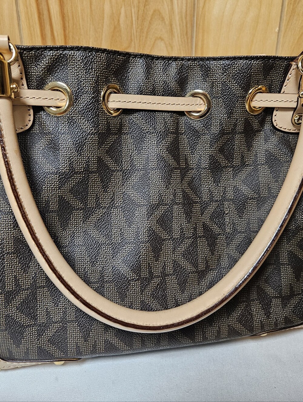 Vintage Michael Kors Signature Drawstring Bag Vintage Satchel - Picture 15 of 16